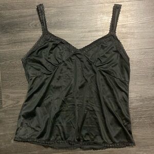Black silk slip top